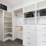 Large walk in wardrobe cabinetry detail in new home